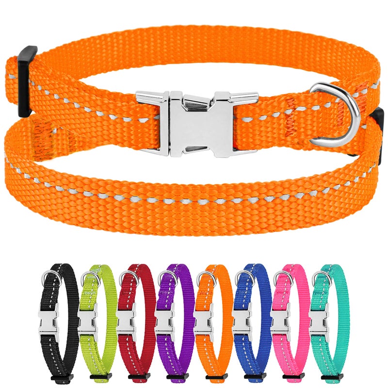 CollarDirect Reflective Dog Collar for a Small, Medium, Large Dog or Puppy with a Quick Release Buckle - Boy and Girl - Nylon Suitable for Swimming (7-11 Inch, Orange) - Image 1